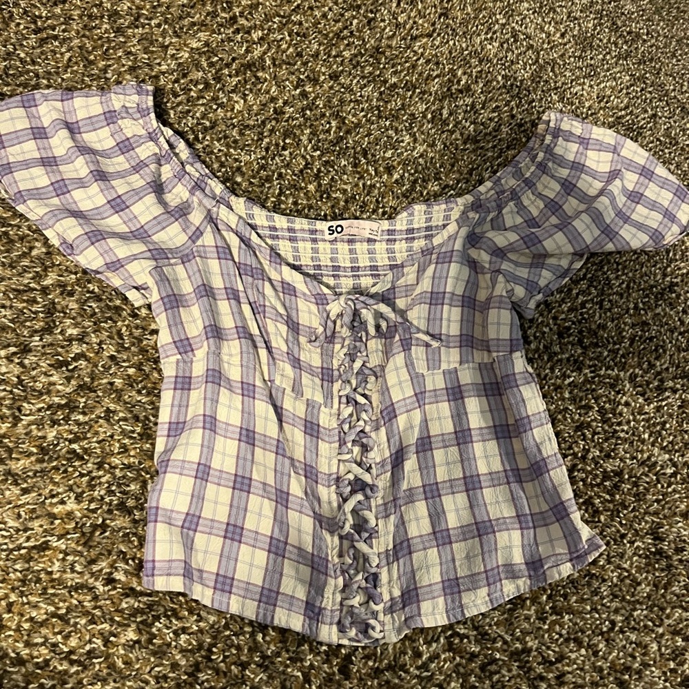 Small purple and white crop top